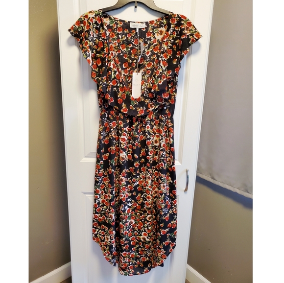 NWT WAYF floral ruffle midi dress - Picture 2 of 6